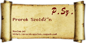 Prorok Szolón névjegykártya